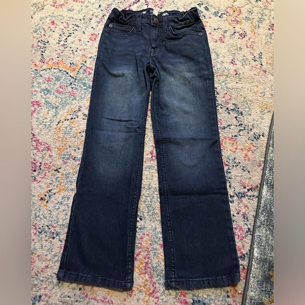 Cat & Jack straight Leg elastic adjustable waist boys dark denim jeans size 8